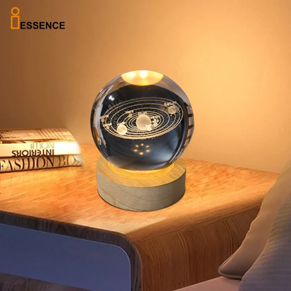 3D Art Crystal Ball Night Lamp Luminous Crystal Ball Decoration Solar System RGB Led Night Light For Hotel