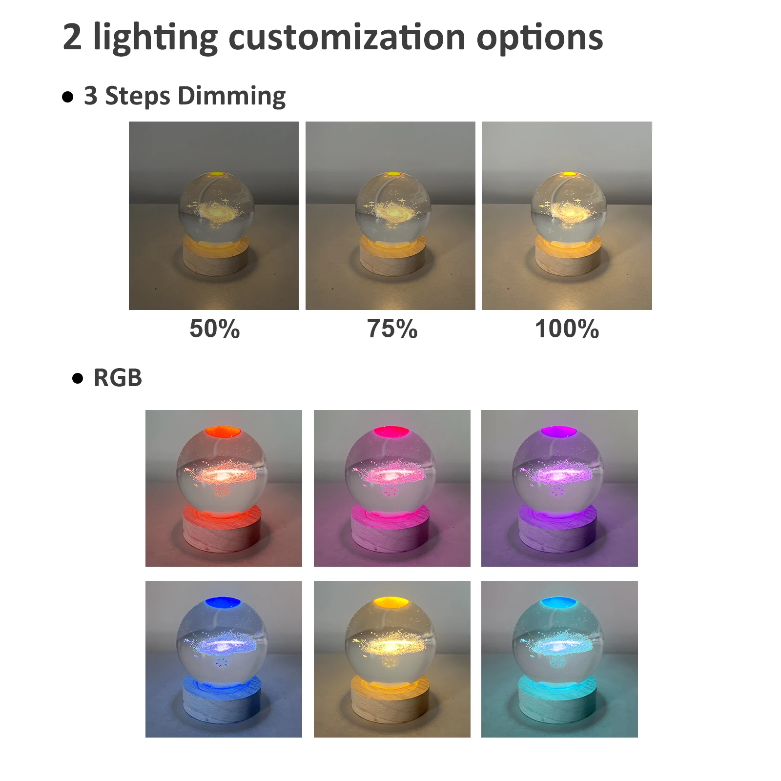 3D Art Crystal Ball Night Lamp Luminous Crystal Ball Decoration Solar System RGB Led Night Light For Hotel