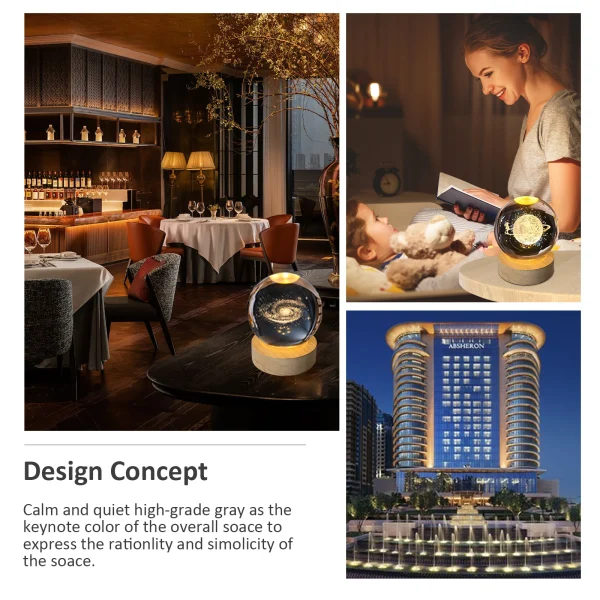 3D Art Crystal Ball Night Lamp Luminous Crystal Ball Decoration Solar System RGB Led Night Light For Hotel - Image 3